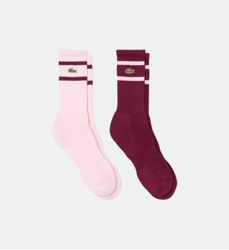 Lot de 2 paires de chaussettes rayées - Lacoste - Rose pã¢le et bordeaux
