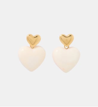 Boucles d'oreilles double cœur en acier et résine - Balaboosté - Doré