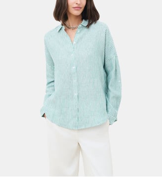 Chemise claude2 100% lin - Motif rayures - Coupe oversize - Caroll - Vert