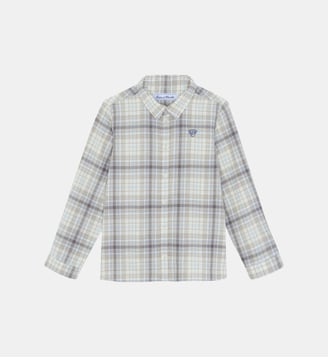 Chemise - Moka coton carreaux broderie - Tartine Et Chocolat - Beige