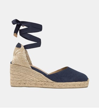 Espadrilles compensées à lacets avec plateforme tressée CARINA - Castaner - Bleu
