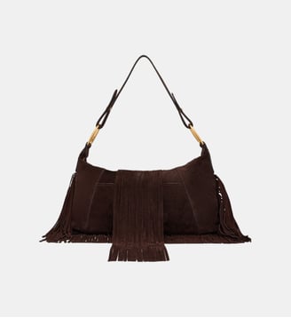 Sac Mathilde En Cuir Velours À Franges - Vanessa Bruno - Chocolat