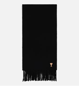 Echarpe unisexe en laine patch Ami de Coeur - AMI Paris - Noir