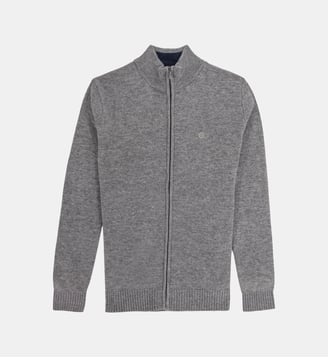 Gilet zippé en laine mélangée col montant MIKE - Serge Blanco - Gris
