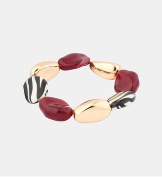 Bracelet perles zébrées, bordeaux et doré - Balaboosté - Bordeaux