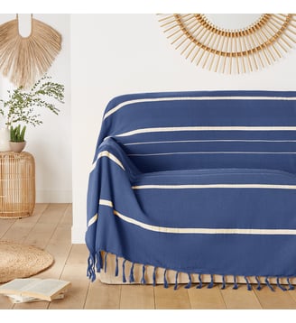 Plaid frangé rayé coton La Redoute Interieurs