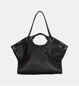Sac cabas Tote Large en cuir surpiqué - Balmain - Noir