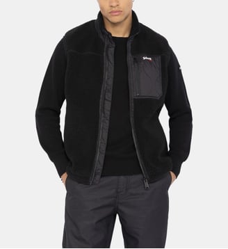 Sweatshirt zippé sans manche en sherpa - Schott - Noir