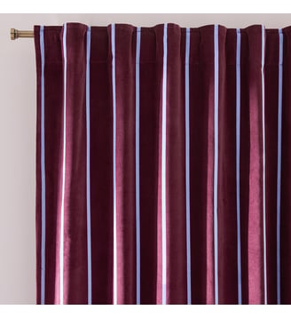 Rideau tamisant, rayé, en velours, avec pattes cachées - La Redoute Interieurs - Bordeaux bleu
