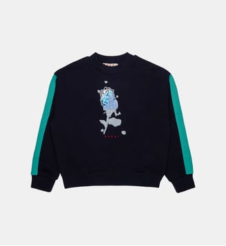 Sweat-shirt col rond avec logo - Marni - Bleu foncé