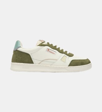 Baskets basses Cuir-suede - Faguo - Blanc et kaki