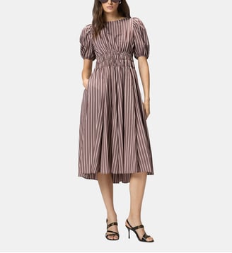 Robe midi à rayures et dos nu - Pinko - Rose