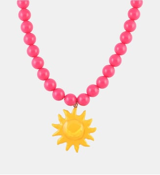 Collier de perles rose fuchsia pendentif soleil - Balaboosté - Fuchsia