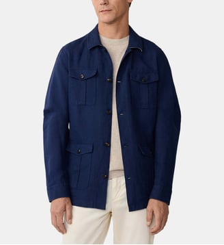 Surchemise Veste De Terrain En Lin - Hackett London - Bleu marine