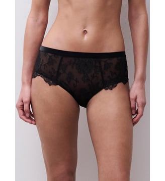 Culotte taille haute avec dentelle de Leavers - Chantelle X - Noir