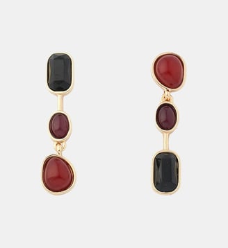 Boucles d'oreilles asymétriques cabochons bordeaux, rouge, noir - Balaboosté - Multicolore