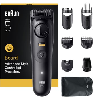 Tondeuse multi usages BT5560, molette réglable, 40 hauteurs de coupe, précision 0,5 mm, autonomie 120 mn - Braun - Noir