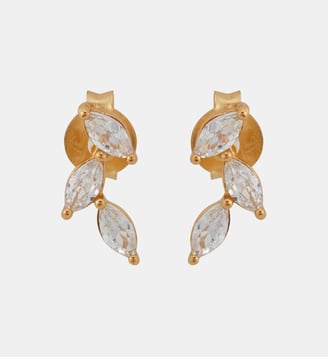 Boucles d'oreilles 3 zircons - argent 925 doré - Balaboosté - Doré