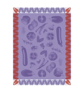 Torchon Ratatouille 100% coton - Le Jacquard Francais - Violet