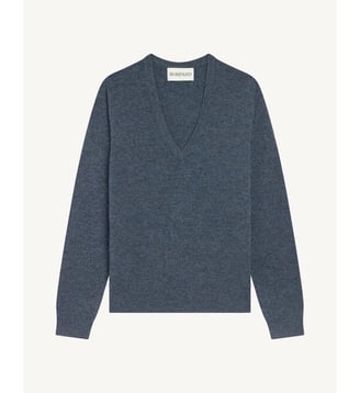 Pull col V Origines - Bompard - Bleu granit