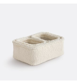 Lot de 3 paniers en bouclette, emboîtables - La Redoute Interieurs - Écru