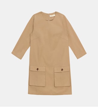 Robe  courte trapèze  uni ROMEA - La Petite Etoile - Taupe