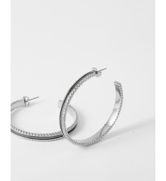 Boucles d'oreilles créoles Wednesday Acier - Flowers for Zoe - Gris