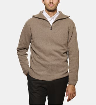 Pull camionneur camel en laine et cachemire - Atelier Privé - Camel
