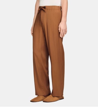 Pantalon fluide élastiqué à cordon - Sandro - Cognac