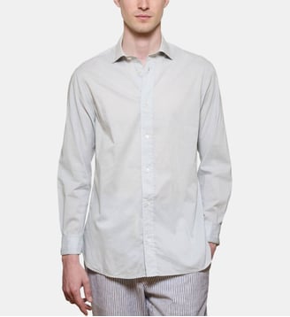 Chemise gris perle en voile de coton coupe droite - Atelier Privé - Gris