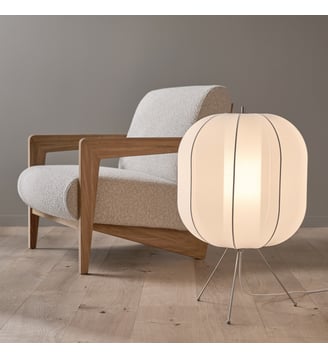 Lampe de sol, lampion en maille - AM.PM - Blanc