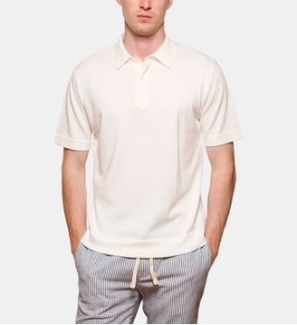 Polo écru maille jersey 100% coton - Atelier Privé - Jaune et écru