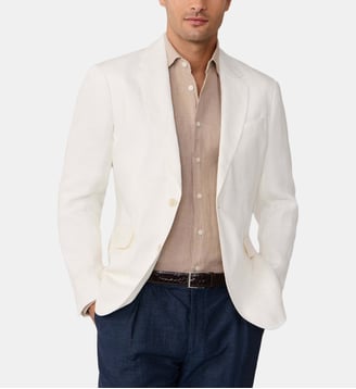 Blazer Délavé Hopsack En Lin - Hackett London - White
