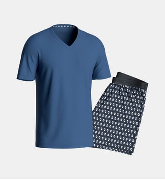 Pyjama court en Coton Lyocell - Impetus - Bleu marine