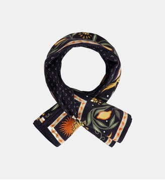 Foulard en soie à imprimé - Fursac - Marine
