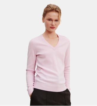 Pull col V Origines - Bompard - Rose quartz