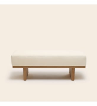 Banc ANCA  Bois et tissu naturel - Madura - Velours ivoire