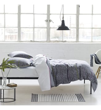 Housse de couette imprimée en percale de coton, BANDELA - Designers Guild - Gris foncé