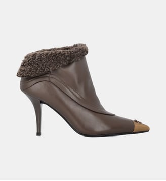 Bottines en fourrure synthétique à bout métallisé - Pinko - Marron brun foncé
