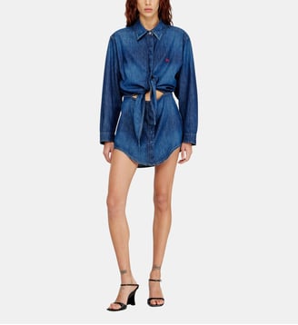Robe courte en denim à lavage épuré - Diesel - Bleu foncé