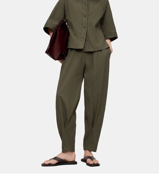 Pantalon avec coton, jogger et jambe ballon - Adolfo Dominguez - Vert gris