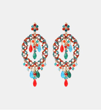 Boucles d'oreilles pendantes tiges percées   - Chiara - Satellite - Rouge