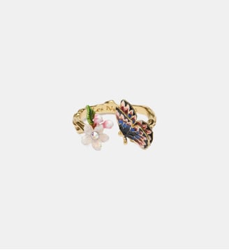 Bague ajustable papillon du japon et fleur de cerisier Les Néréides