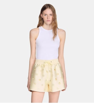 Short à trous à strass - Sandro - Vanille