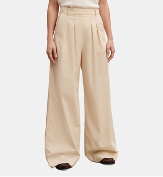Pantalon ample à pinces en coton - Bompard - Naturel