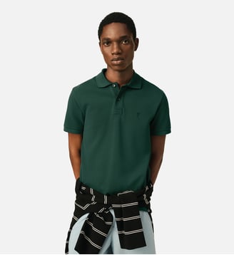 Polo  Ami De Coeur Contrasté En Coton - AMI Paris - Vert bouteille et noir