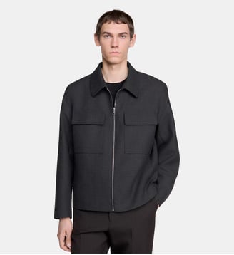 Blouson droit à zip - Sandro - Gris chine