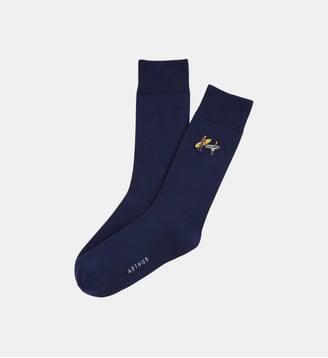 Chaussettes brodées en coton - Surf - Arthur - Marine