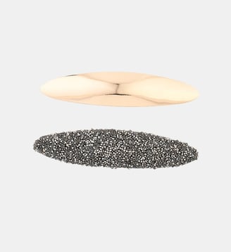 Set de 2 barrettes à cheveux dorées et strass gris - Balaboosté - Gris