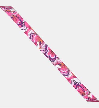 Bandeau en twill de soie à motif graphique - Lancel - Rose